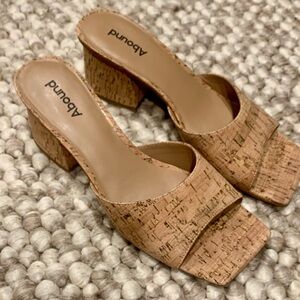 Abound Tan Mules with Cork Block Heel new! 8.5